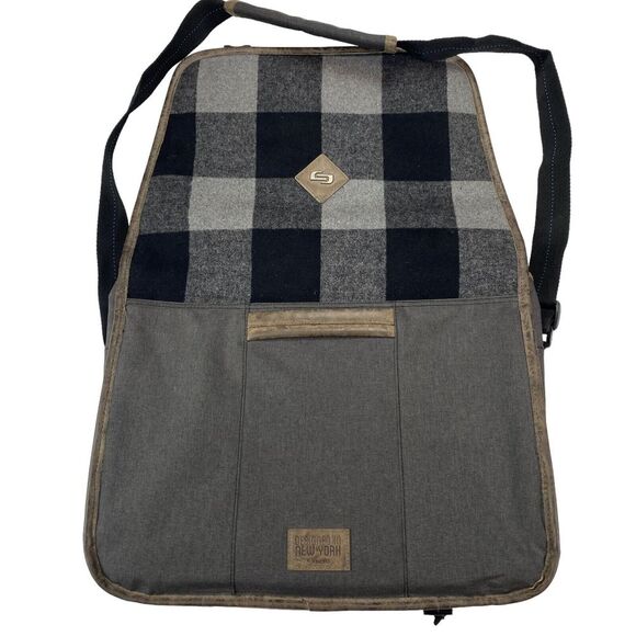 Solo New York Urban Nomad Laptop Messenger in Gray Plaid Shoulder Strap - Picture 2 of 16